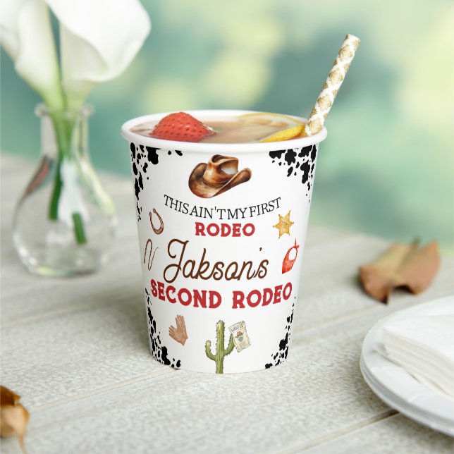 Boys My Second Rodeo Cowboy 2nd Birthday Paper Cups (Insitu)