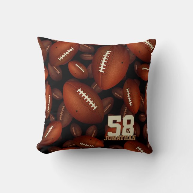 Boys' name and jersey number football cushion (Front)