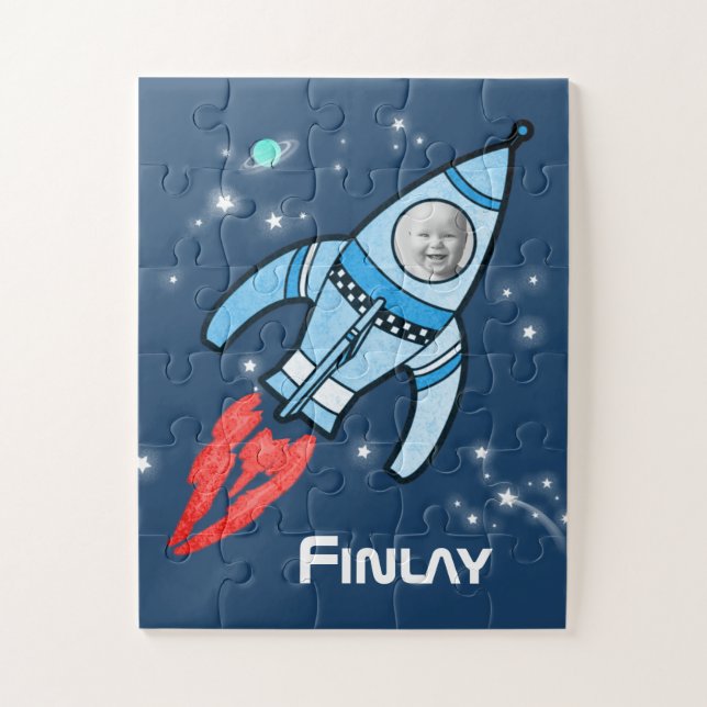 Boys name and photo rocket space kids jigsaw jigsaw puzzle (Vertical)