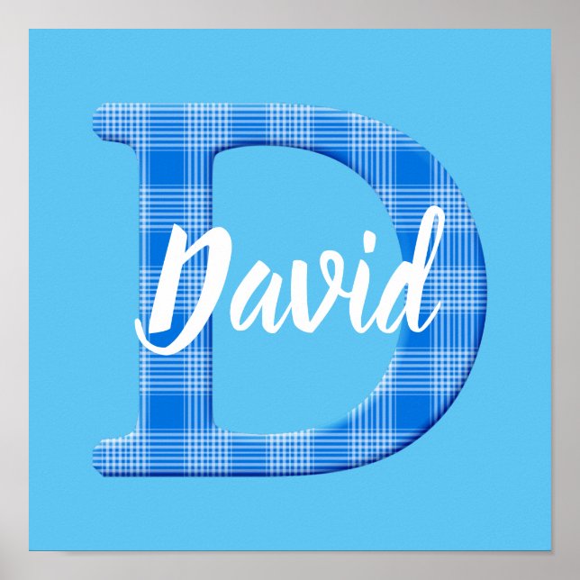 Boys Name Custom Plaid Letter D Poster (Front)