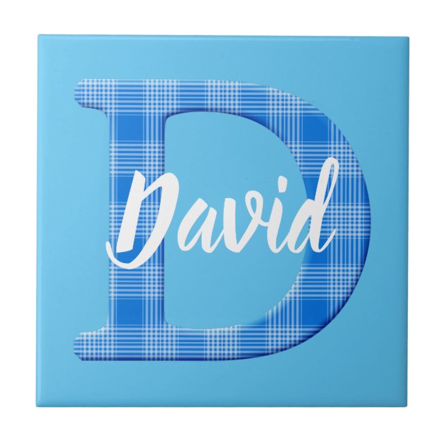 Boys Name Custom Plaid Letter D Tile (Front)