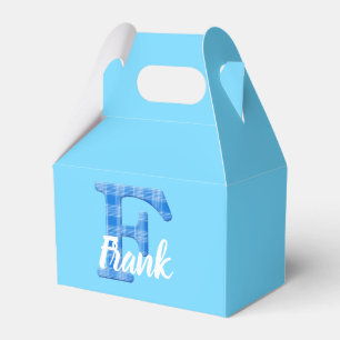 Boys Name Custom Plaid Letter F Custom Blue Favour Box