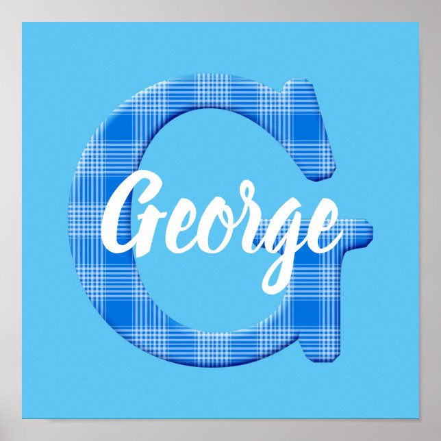Boys Name Custom Plaid Letter G Poster (Front)