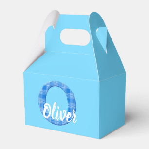 Boys Name Custom Plaid Letter O Custom Blue Favour Box