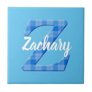Boys Name Custom Plaid Letter Z Tile