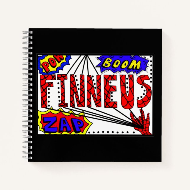 Boy's Name Finneus Spider Super Powers Notebook (Front)