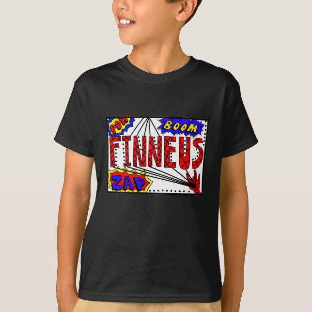 Boy's Name Finneus Spider Web Super Powers  T-Shirt (Front)