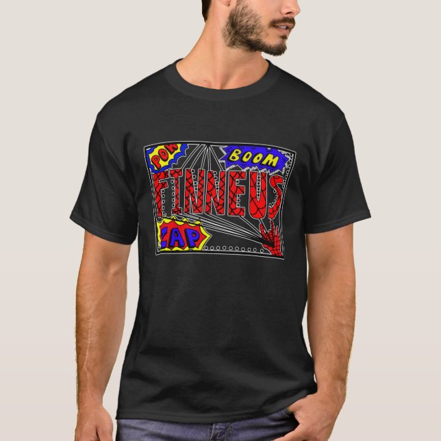 Boy's Name Finneus Spider Web Super Powers  T-Shirt (Front)