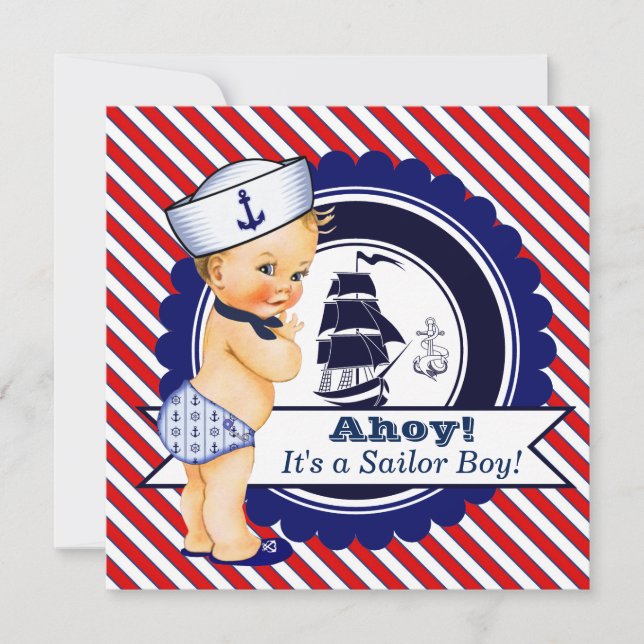 Boys Nautical Baby Shower Invitation (Front)