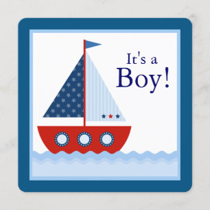 Boys Nautical Sailboat Baby Shower Invitation