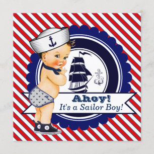 Boys Nautical Sailor Baby Shower Invitation