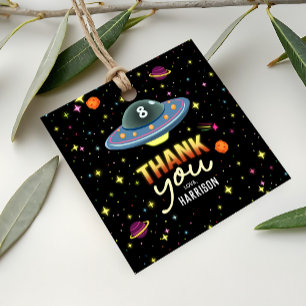 Boys Neon Outer Space Birthday Party Favour Tags