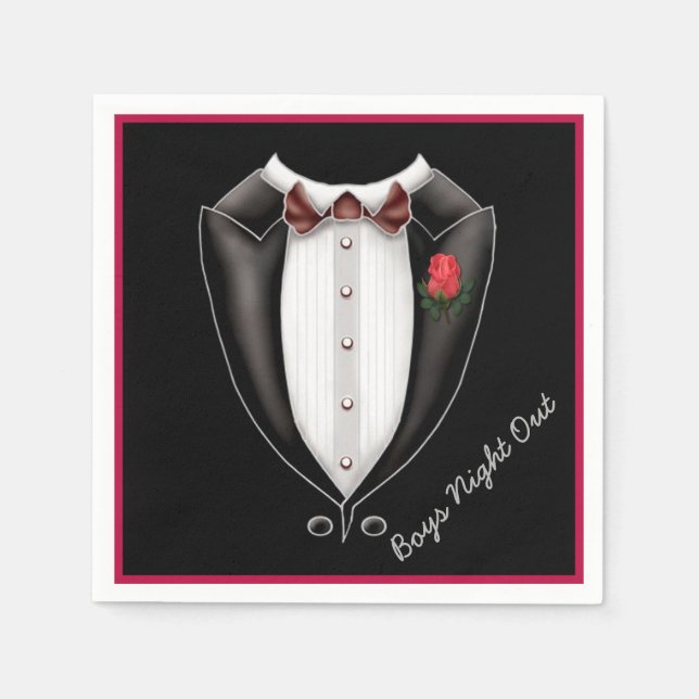 Boys Night Out Tuxedo Party Napkins (Front)