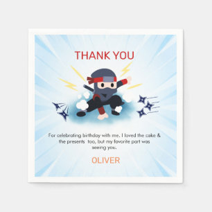 Boys Ninja Warrior Birthday Party Thank You cards Napkin