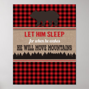 Boys Nursery Wall Art Buffalo Plaid Bear