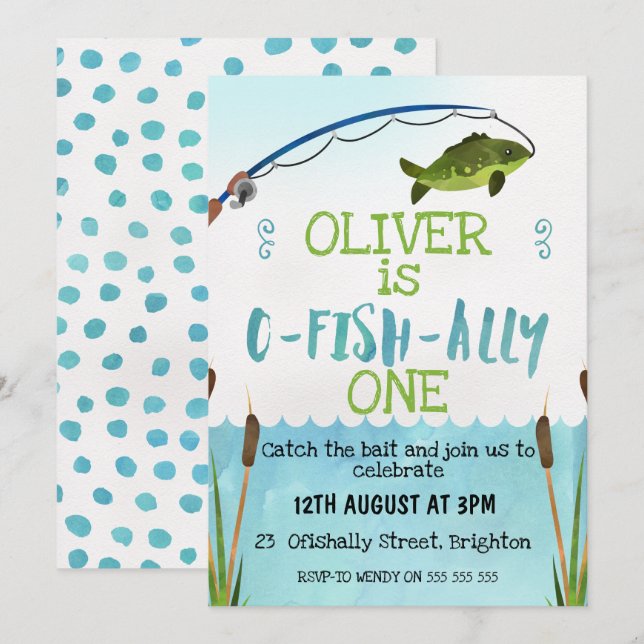 Boys O-Fish_Ally Watercolor Birthday Invitation (Front/Back)
