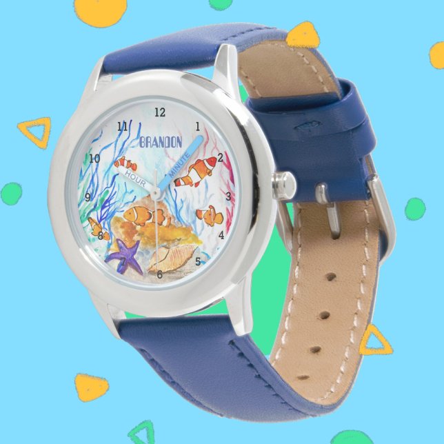 Boys Ocean Fish Cute Modern Blue Kids Watch (Creator Uploaded)