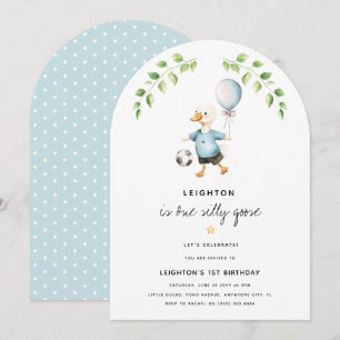Boys One Silly Goose 1st Birthday Party Invitation