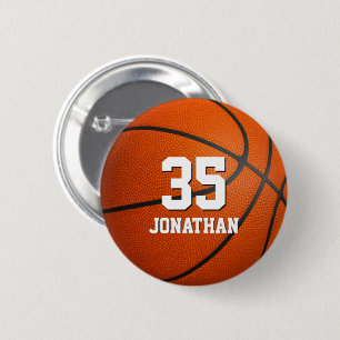 boys or girls basketball personalised 6 cm round badge
