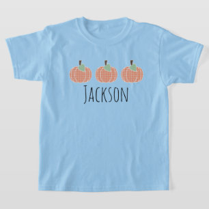 Boys Orange Gingham Pumpkin Trio T-Shirt