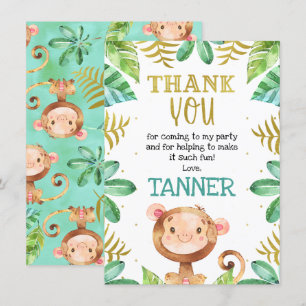 Boys our little Monkey Birthday Thank You Card
