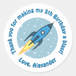 Boys Outer Space Birthday Party Thank You Favour Classic Round Sticker