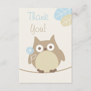 Boys Owl Baby Shower Thank You Card
