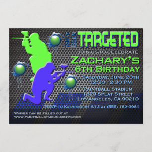 Boy's Paintball Birthday Invitation