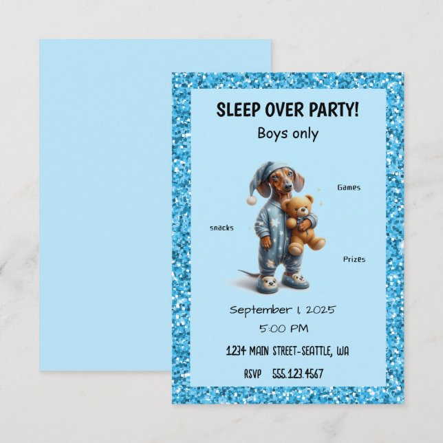 BOYS PAJAMA PARTY INVITATION (Front/Back)