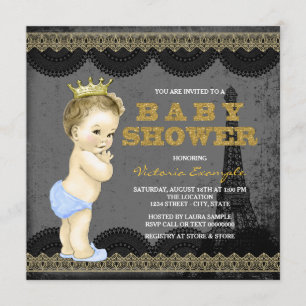 Boys Paris Baby Shower Invitation