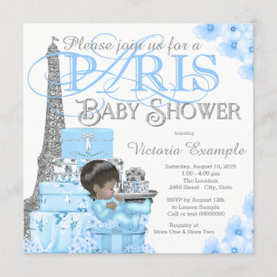 Boys Paris Baby Shower Invitations