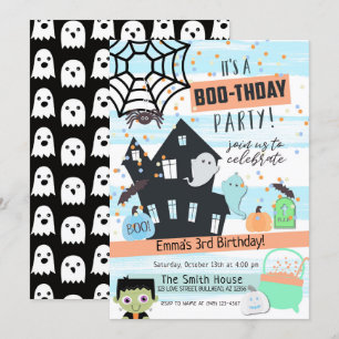 Boys Pastel Halloween Party Birthday Invitation