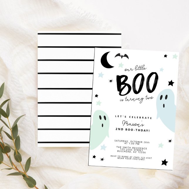 Boy's Pastel Little Boo Ghost Halloween Birthday  Invitation (Creator Uploaded)