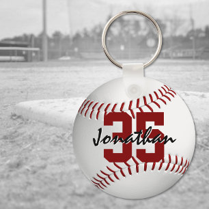 Boy's personalised baseball key ring