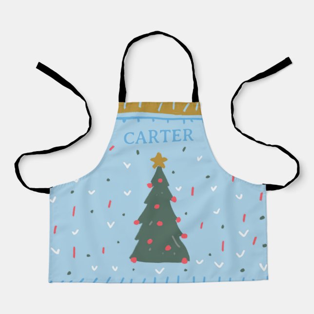 Boys Personalised Christmas Kitchen Apron (Front)