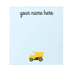 Boys Personalised Construction Truck Notepad