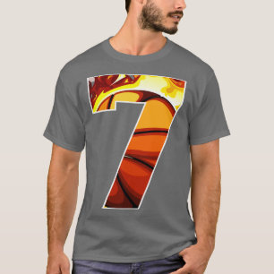 Boys Personalised Custom Number 7 Basketball Gift T-Shirt