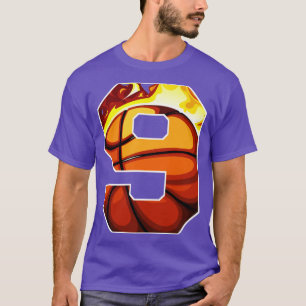 Boys Personalised Custom Number 9 Basketball Gift T-Shirt