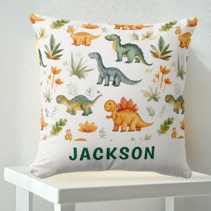 Boys Personalised Cute Dinosaur Pattern Cushion
