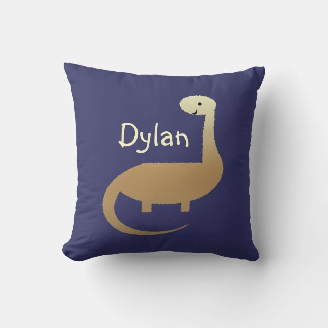 Boys Personalised Dinosaur Throw Pillow (Front)