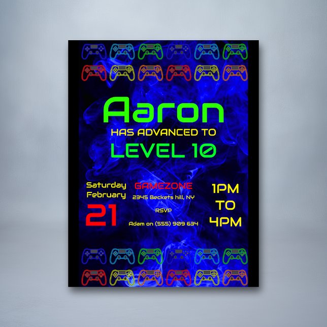 Boys Personalised Gaming Birthday Party Invitation (Creator Uploaded)