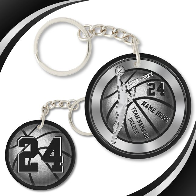 Boys Personalised Gifts for Basketball Players Key Ring (Personalised basketball gifts. End of Basketball Season Party Ideas. Two Sided, basketball keychains)