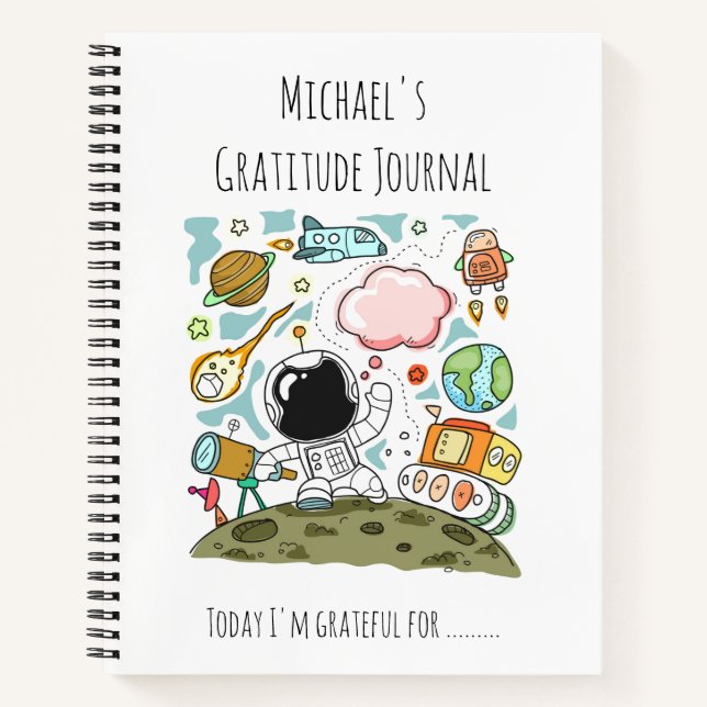BOYS Personalised Gratitude Journal Space Theme 3 (Front)