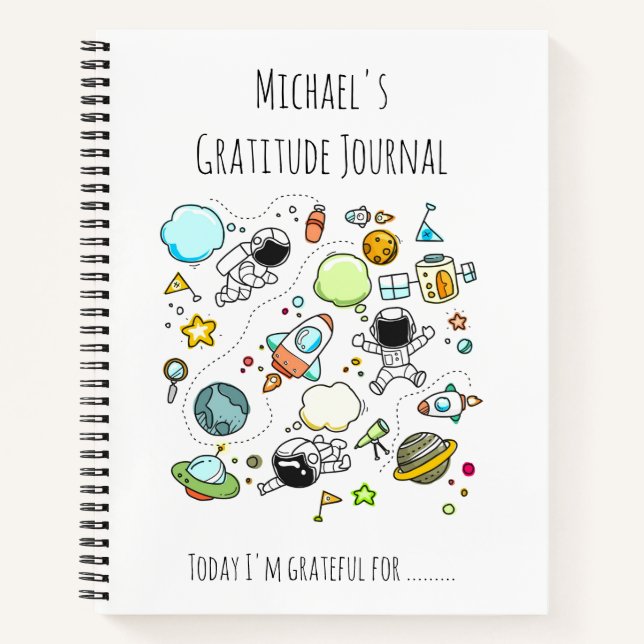 BOYS Personalised Gratitude Journal Space Theme 6 (Front)
