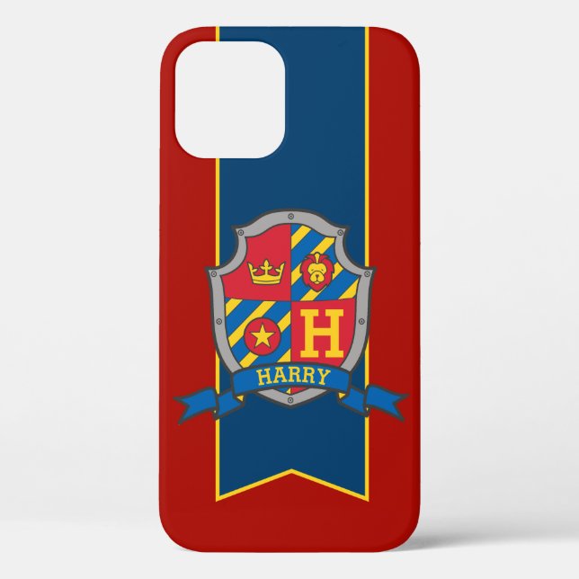Boys personalised knight shield name blue red case (Back)