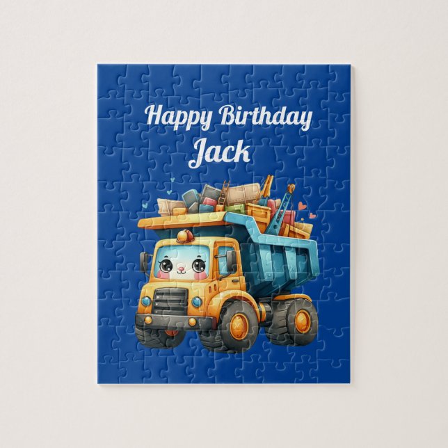 Boy's Personalised name Happy Birthday Jigsaw Puzzle (Vertical)