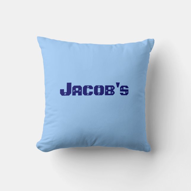 Boy's Personalised name pillow periwinkle  blue (Front)