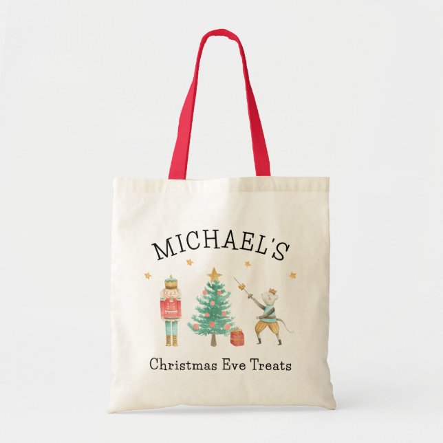 Boy's Personalised Nutcracker Christmas Eve Tote Bag (Front)