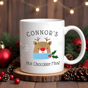 Boys Personalised Reindeer Hot Chocolate Mug