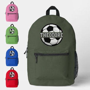 Boys Personalized Name Cool Green Soccer Football  Printed Backpack